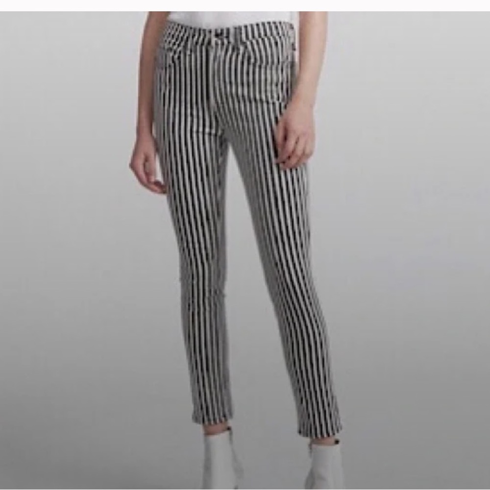 Rag & Bone Striped Ankle High Rise Skinny Jeans